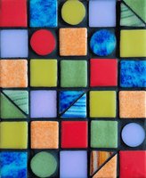 "Back to Square One"  11cm x 15cm Stained Glass & Tile