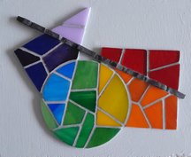 Fundamentals #2"  15cm x 11cm Stained Glass & Tile on boar